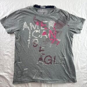 American Eagle Gray Eagle Graphic Vintage Fit Short Sleeve T-Shirt Men's Sz L